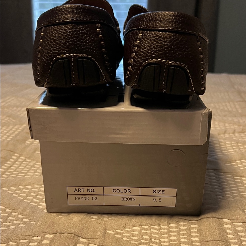 Men's Chocolate Leather Slip-On Loafers - Picture 9 of 9